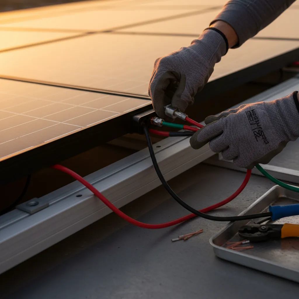 MES certified engineer installing solar panels on a UK home
